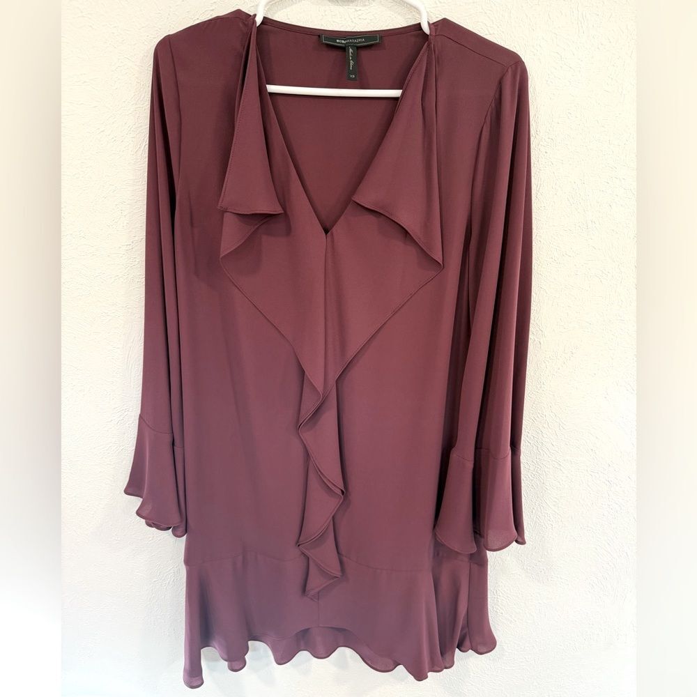 BCBGMaxAzria Long Sleeve Dress in Burgundy